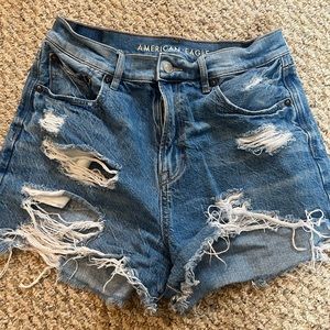 AE distressed mom jean shorts